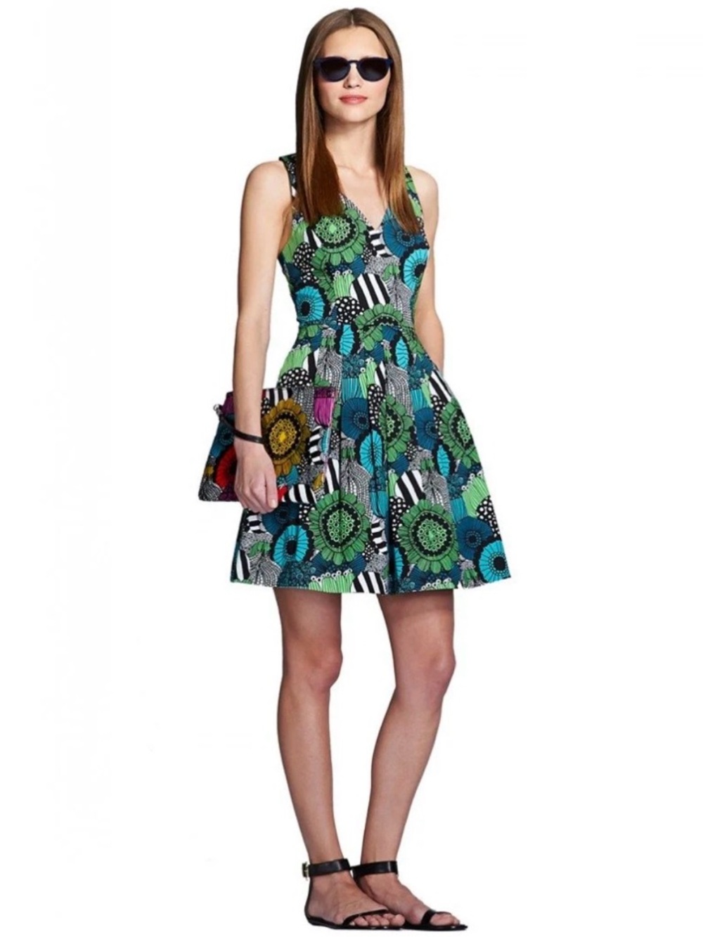 Banana Republic Marimekko Collection Dress in Green and Blue Floral